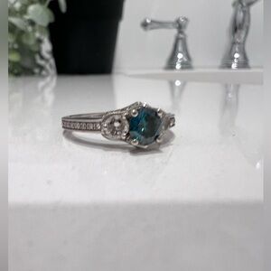 1.13 Carat (ctw) Lab-Created Emerald Sapphires and authentic sgi diamond size 6